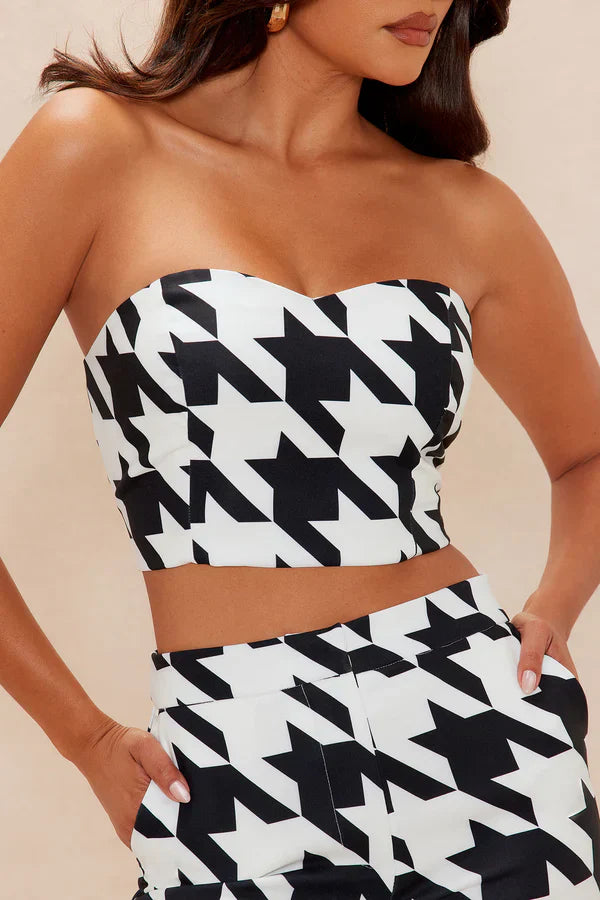 Heather Houndstooth Pant Set - Black/White