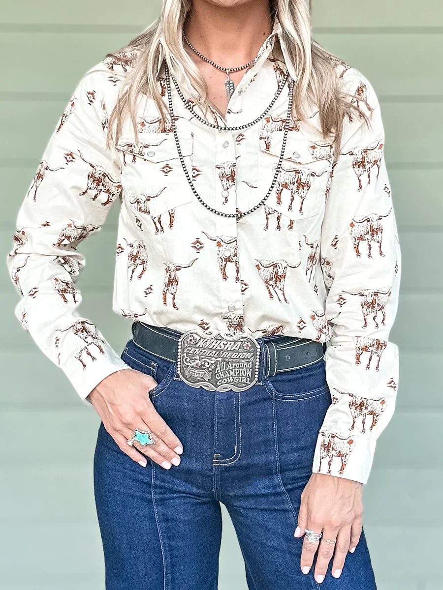 Longhorn Pearl Snap Button Up
