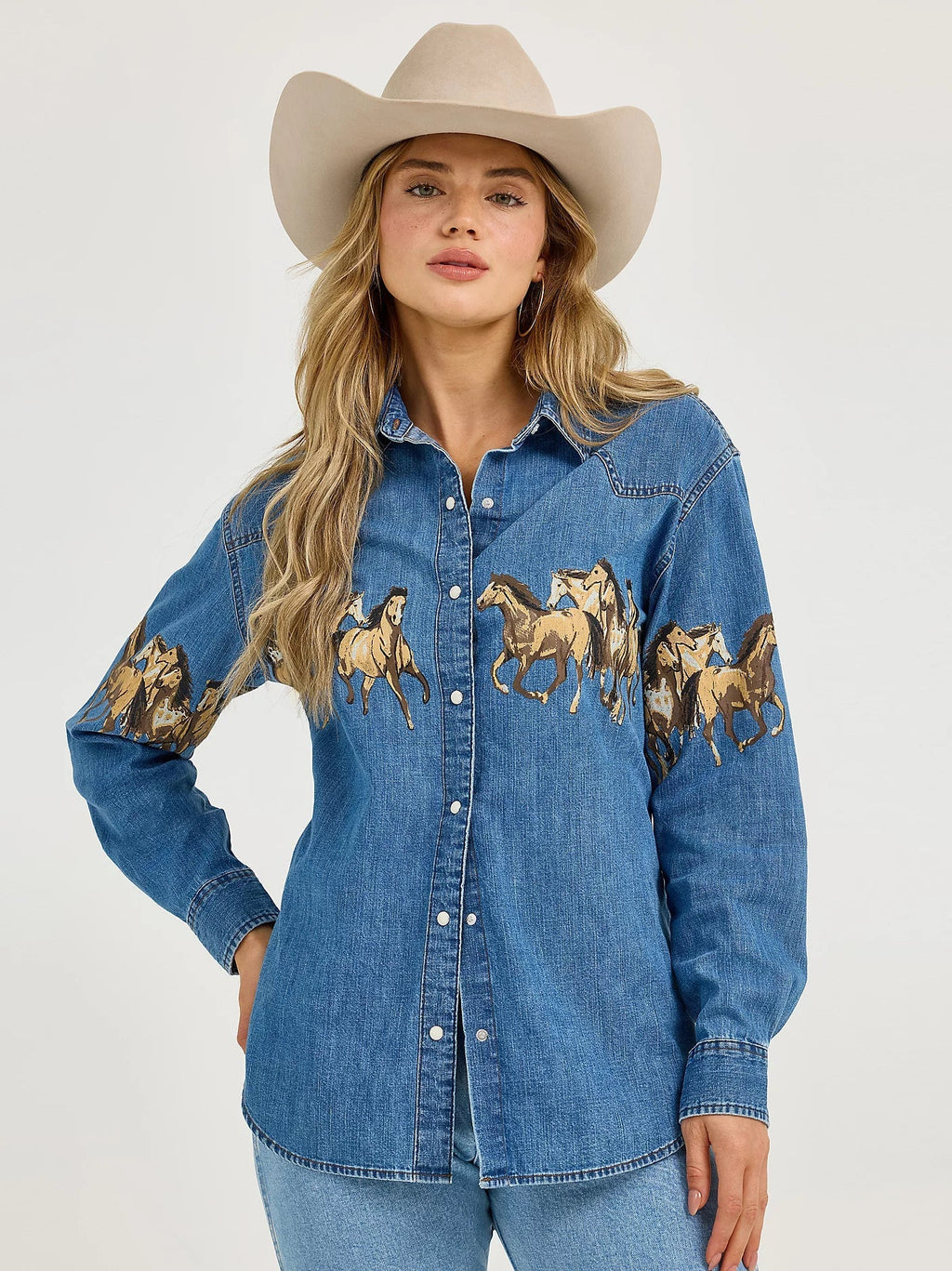 Horses Boyfriend Western Snap Shirt