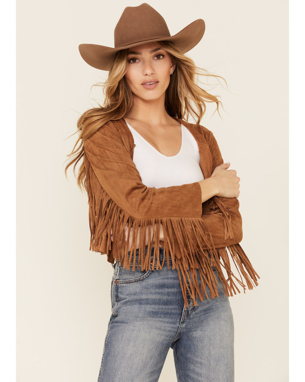 Faux Suede Western Fringe Jacket