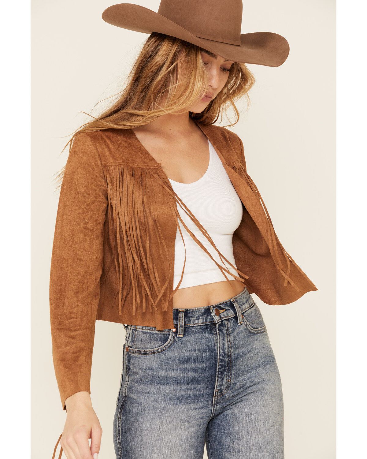 Faux Suede Western Fringe Jacket