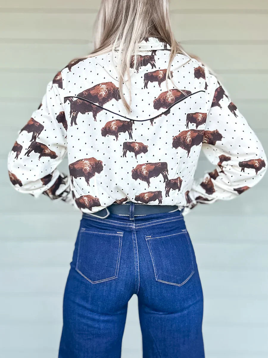Buffalo Cowgirl Pearl Snap Button Down