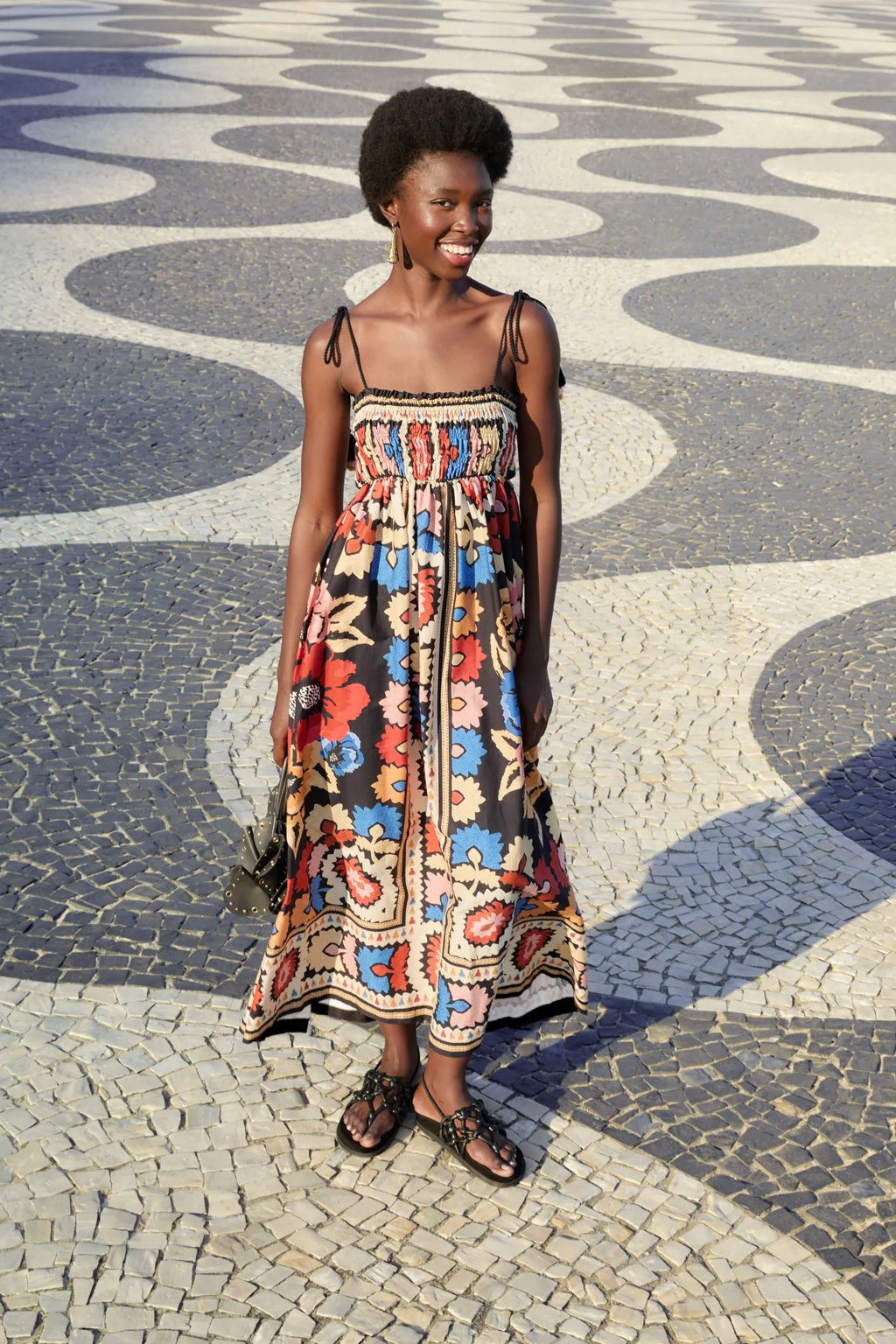 Vestido Longo Estampado Antuerpia Lenço