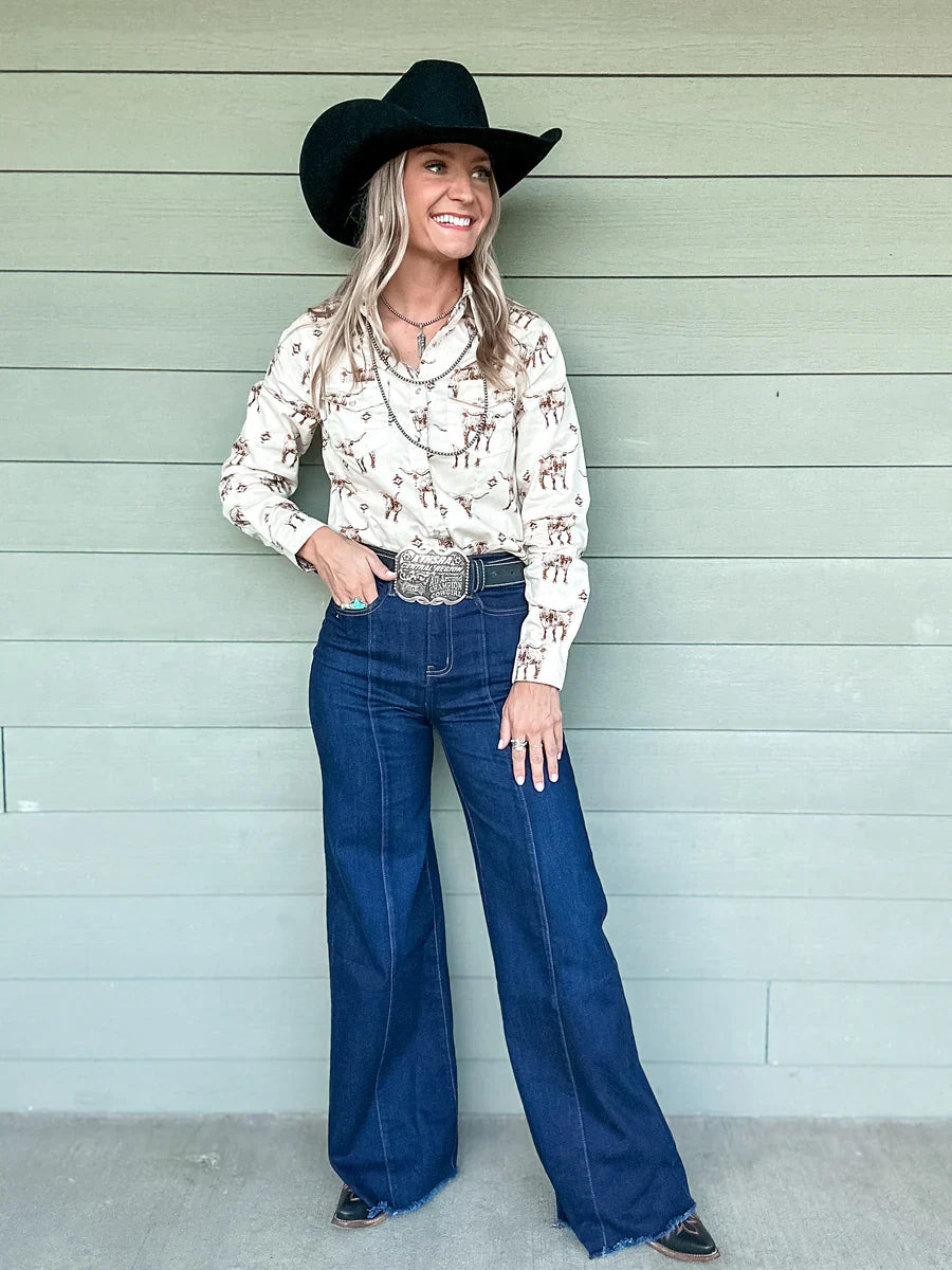 Longhorn Pearl Snap Button Up