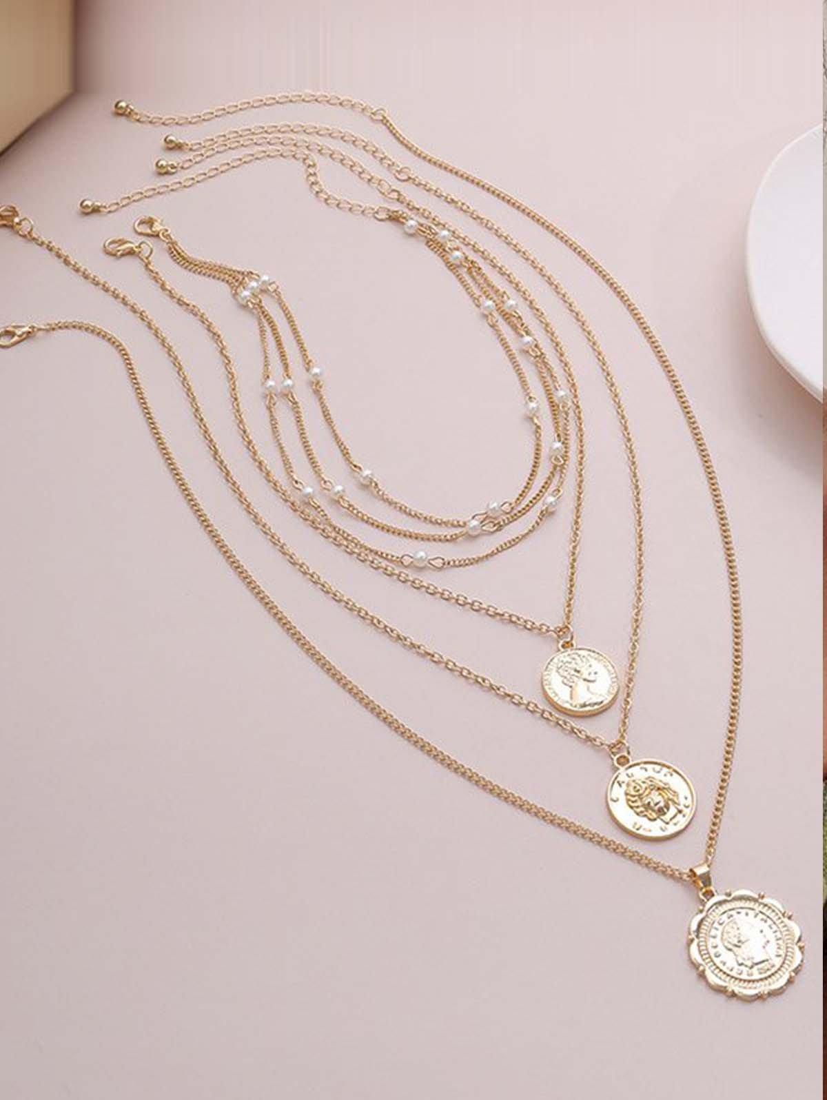Retro Portrait Embossed Multilayer Necklace