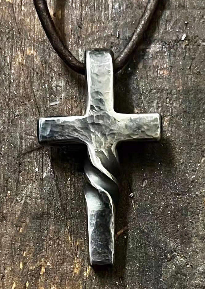 Vintage Cross Twist Pendant Necklace