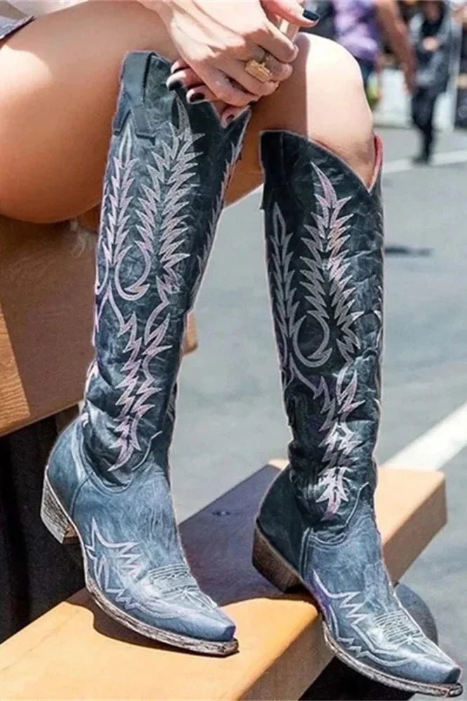 Cowgirl Western Embroidered Knee High Boots