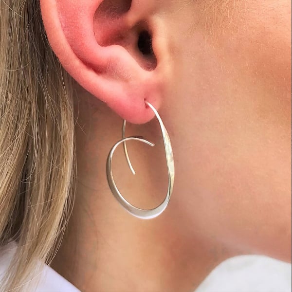 Handmade spiral large circle earrings