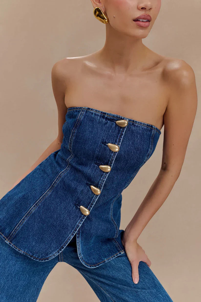 Strapless Long Line Button Set