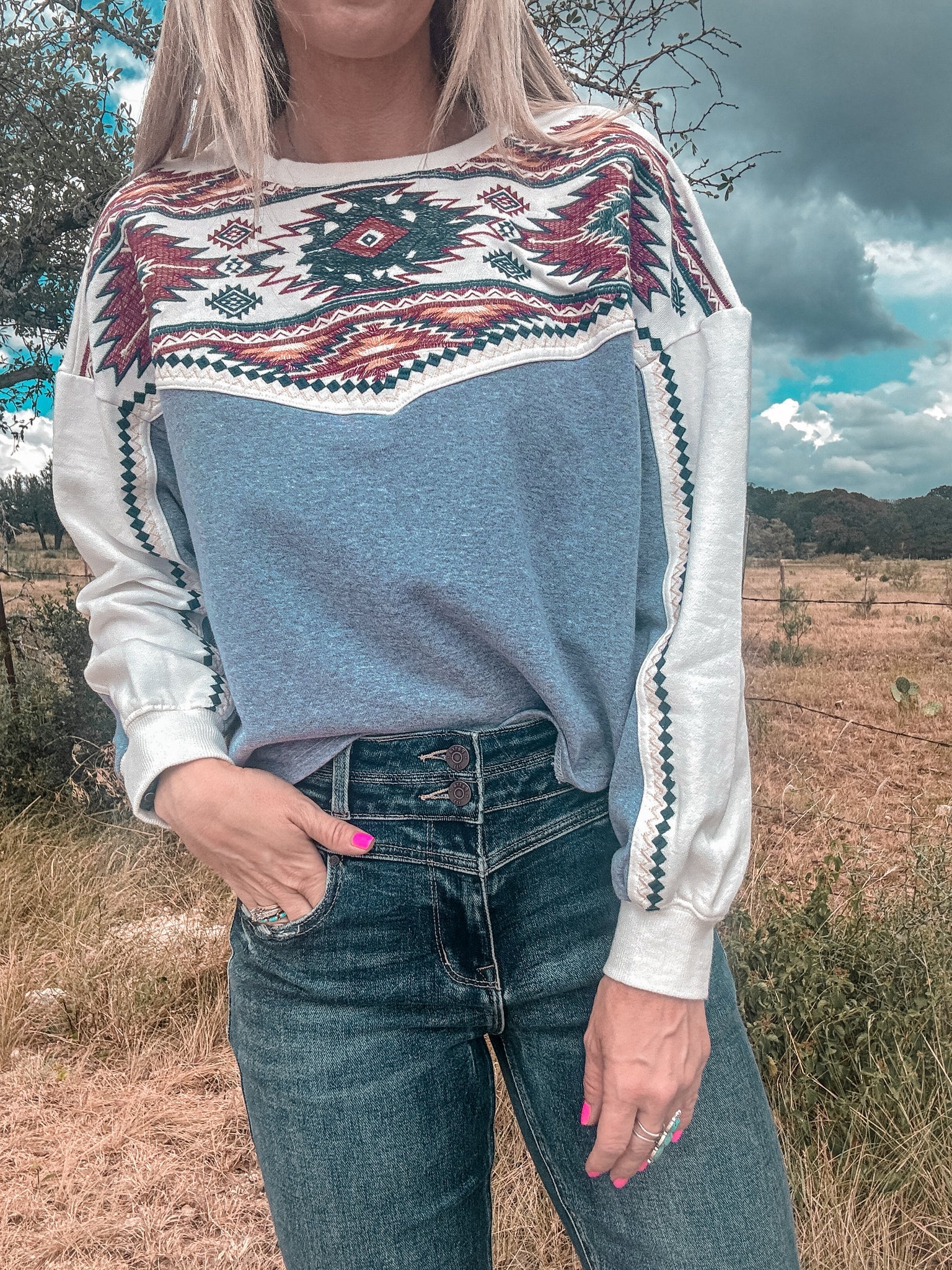 The Aquilla Aztec Crop Sweatshirt
