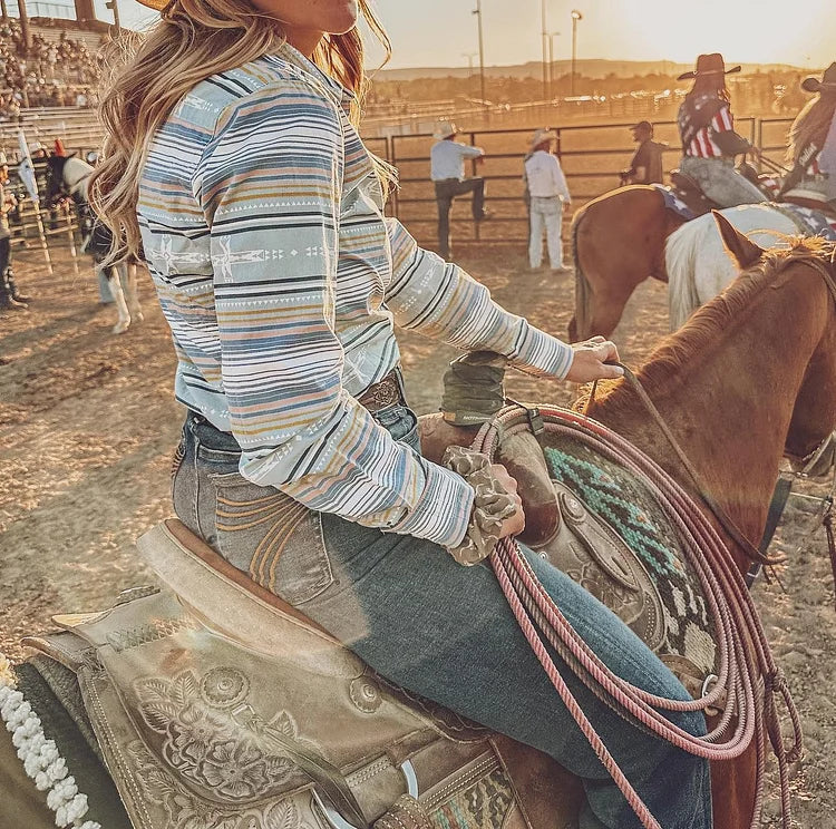 Women's Vintage Western Button-Up  Blouse