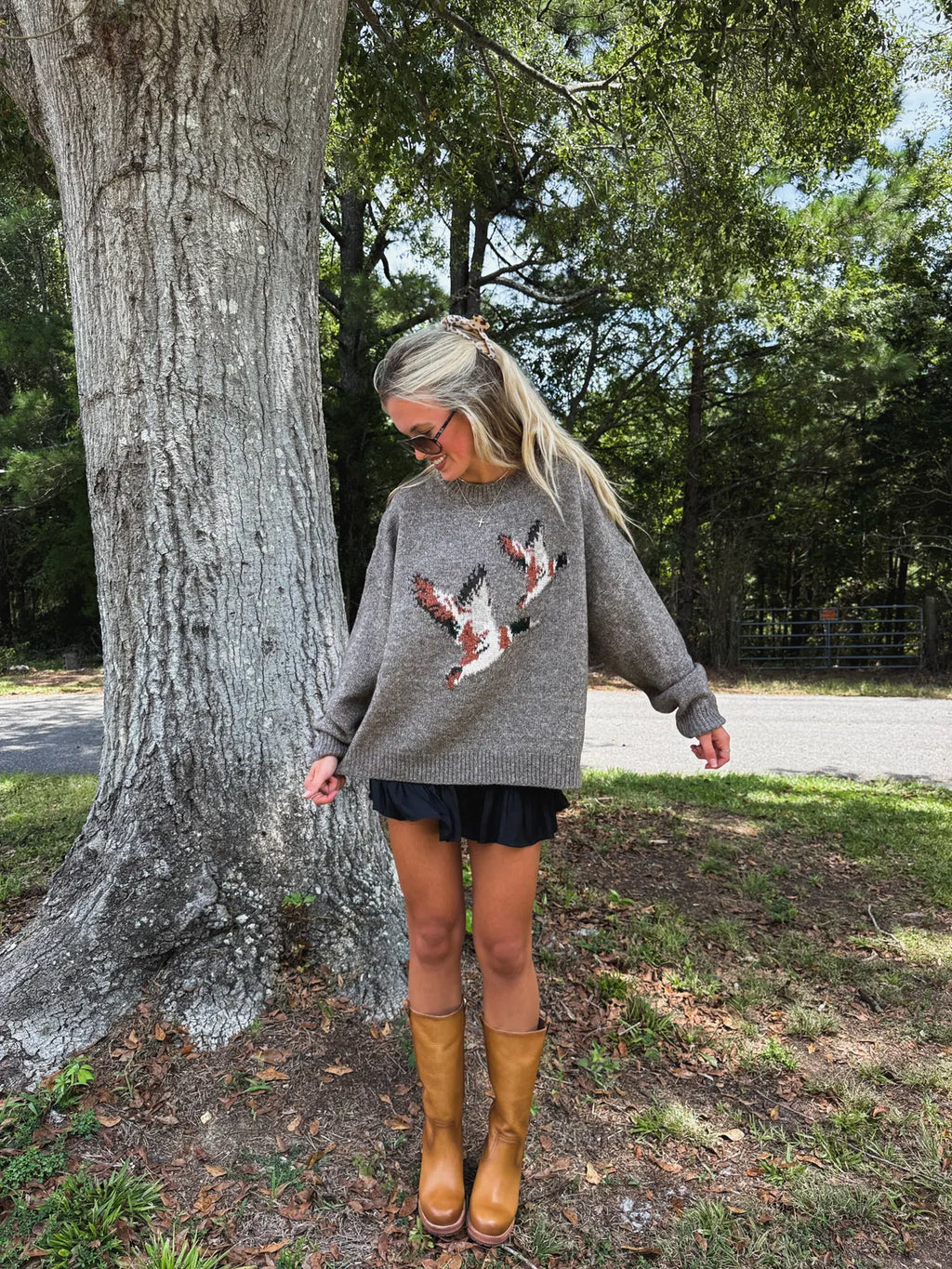 Flying Duck Knit Sweater - Grey