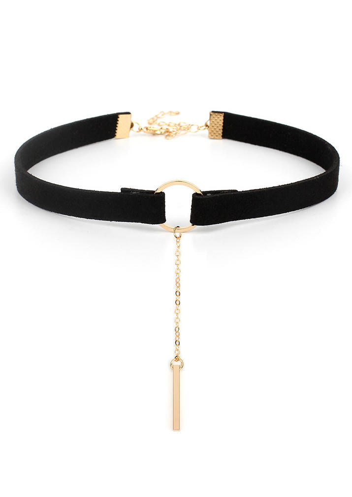 Retro Rectangle Pendant Choker Necklace