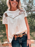 The Tarpley High Low Embroidered Top (White)