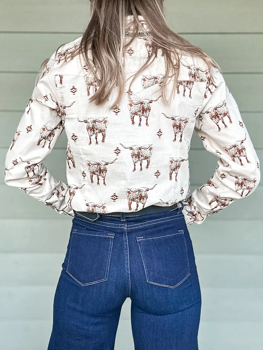 Longhorn Pearl Snap Button Up