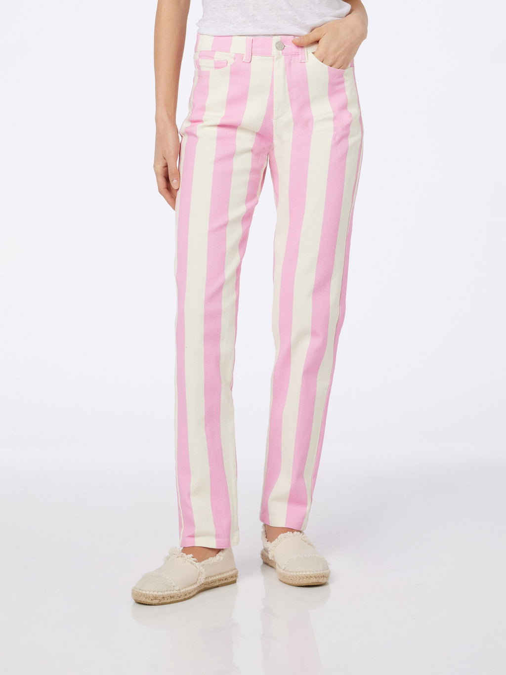 Pink Striped Print Pants