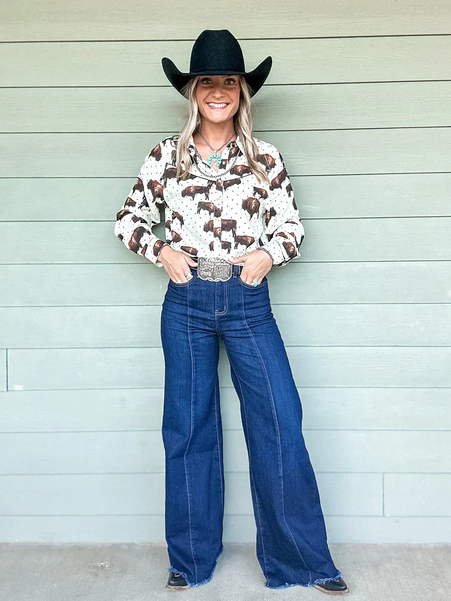 Buffalo Cowgirl Pearl Snap Button Down