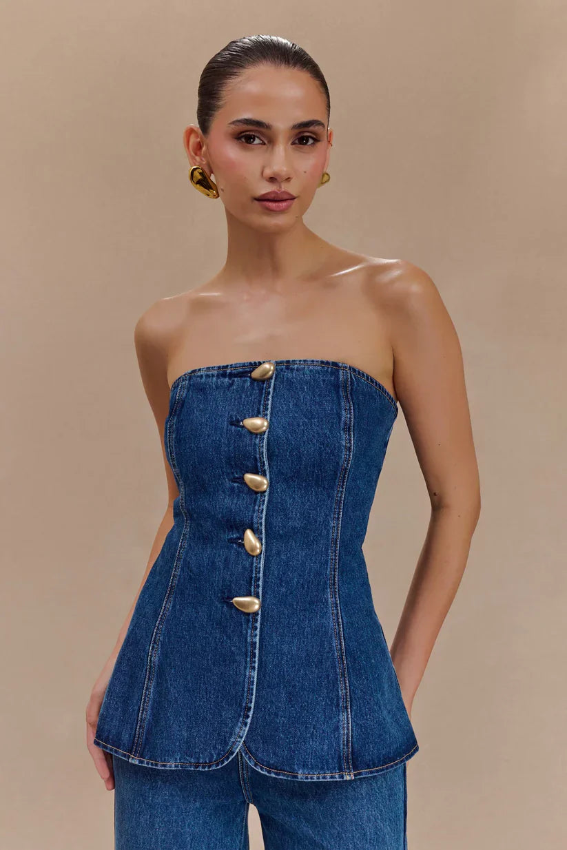 Strapless Long Line Button Set