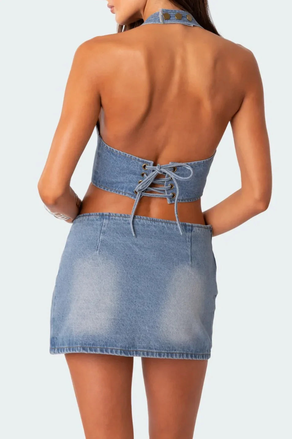 Lace Up Denim Corset