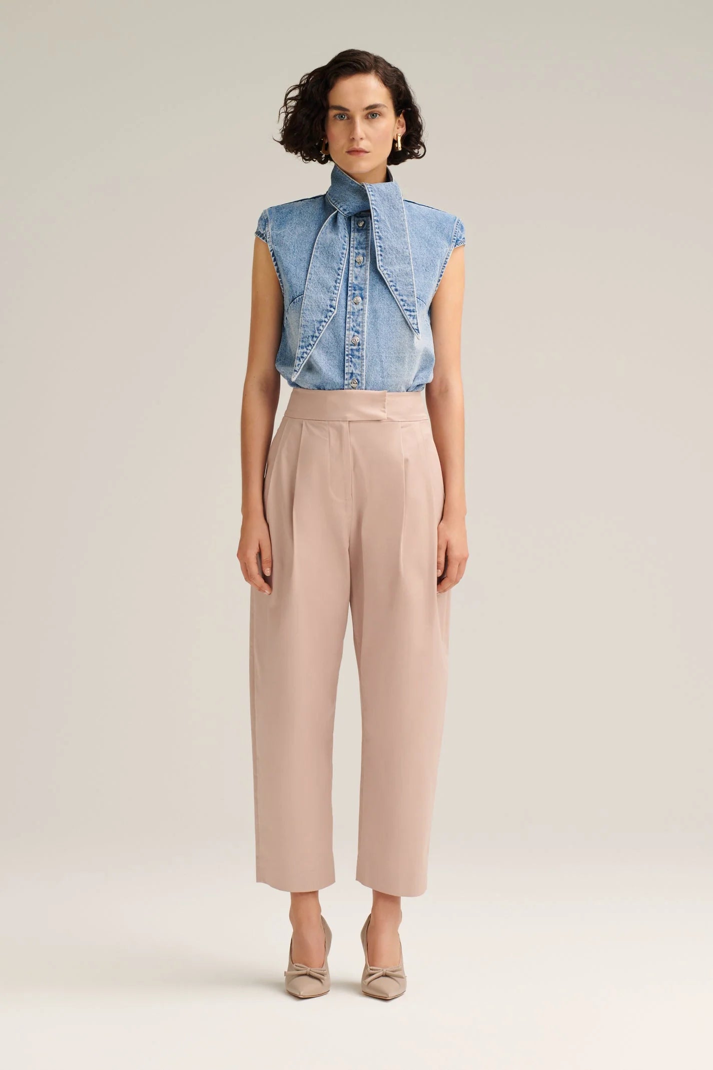 Denim Cravat Neck Shirt