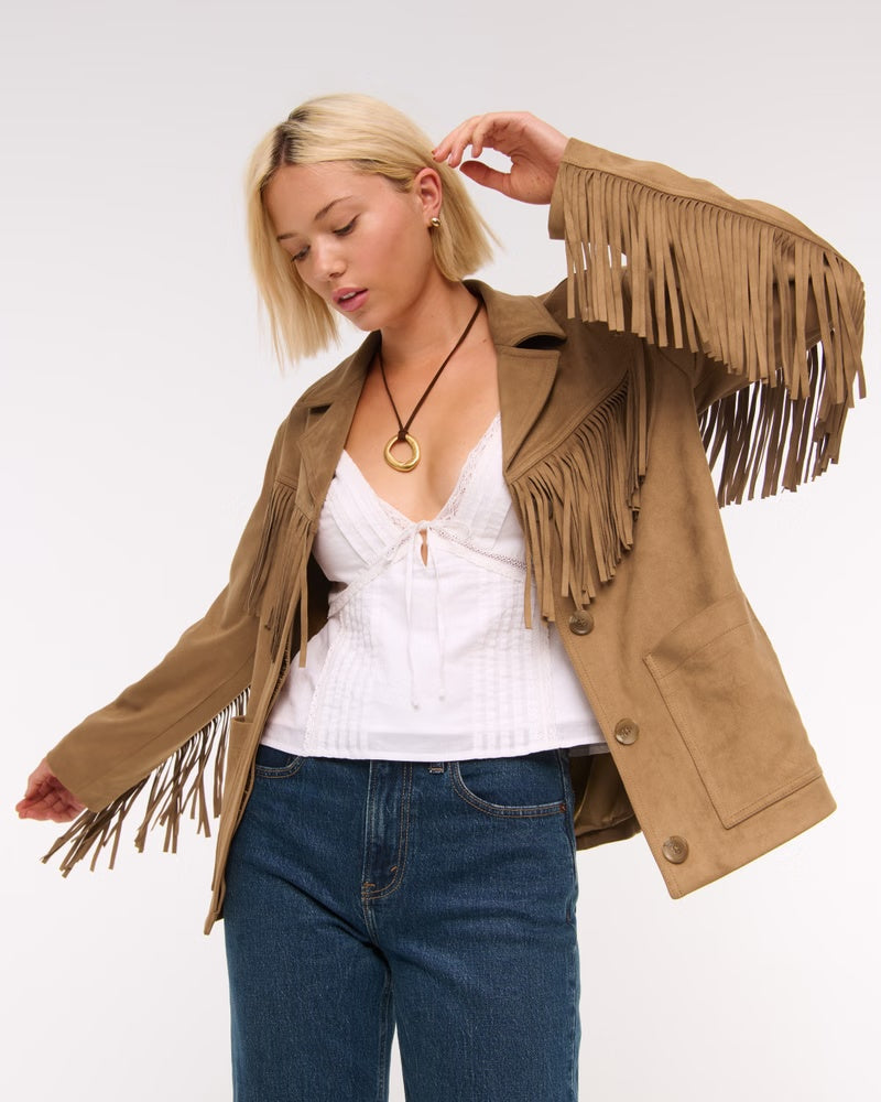 Vegan Suede Fringe Jacket