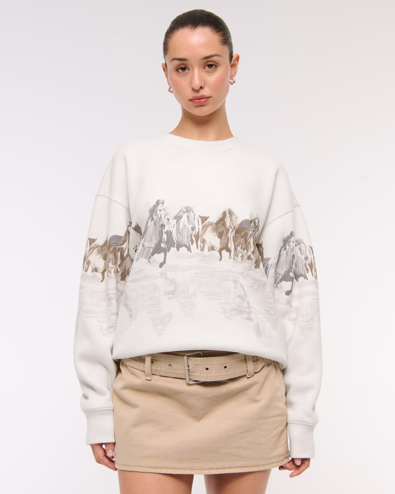 Horses Graphic Oversized Sweatshirt
