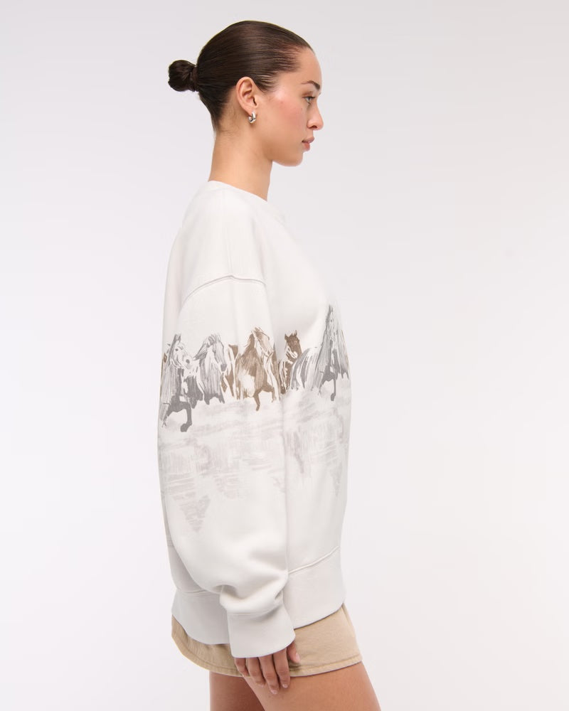 Horses Graphic Oversized Sweatshirt