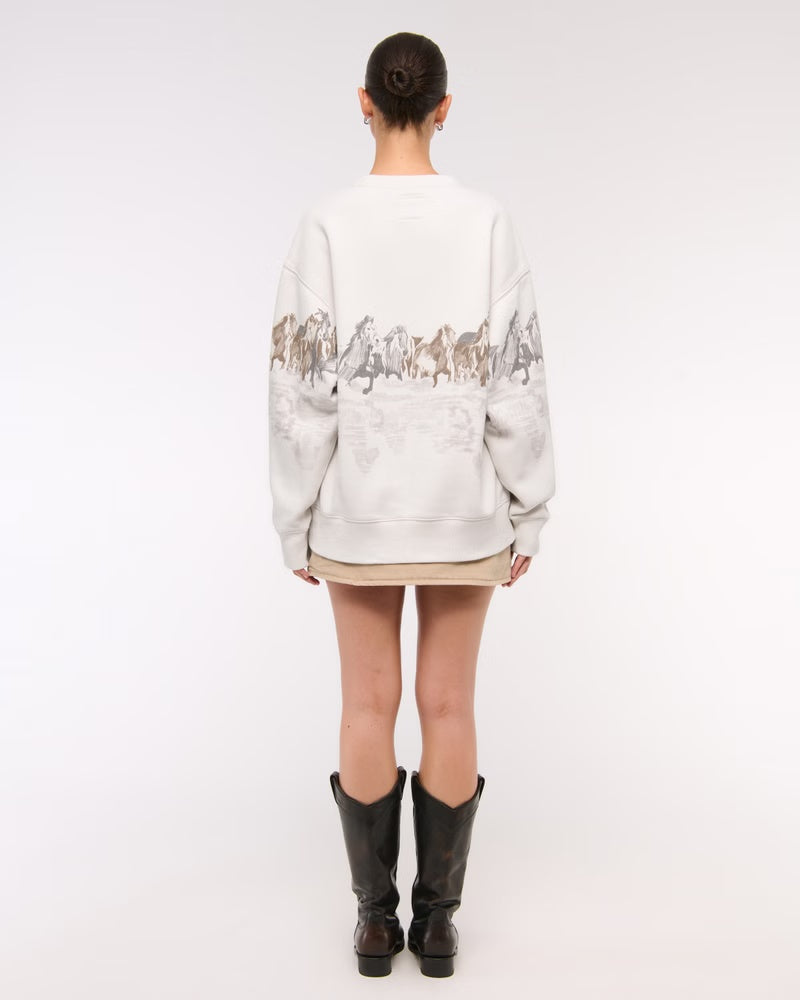 Horses Graphic Oversized Sweatshirt