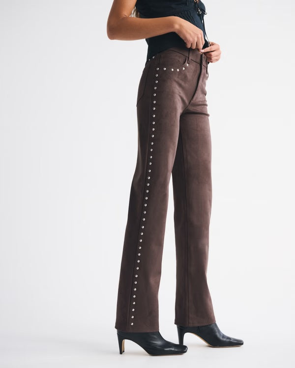 High Rise 90s Relaxed Vegan Suede Pant