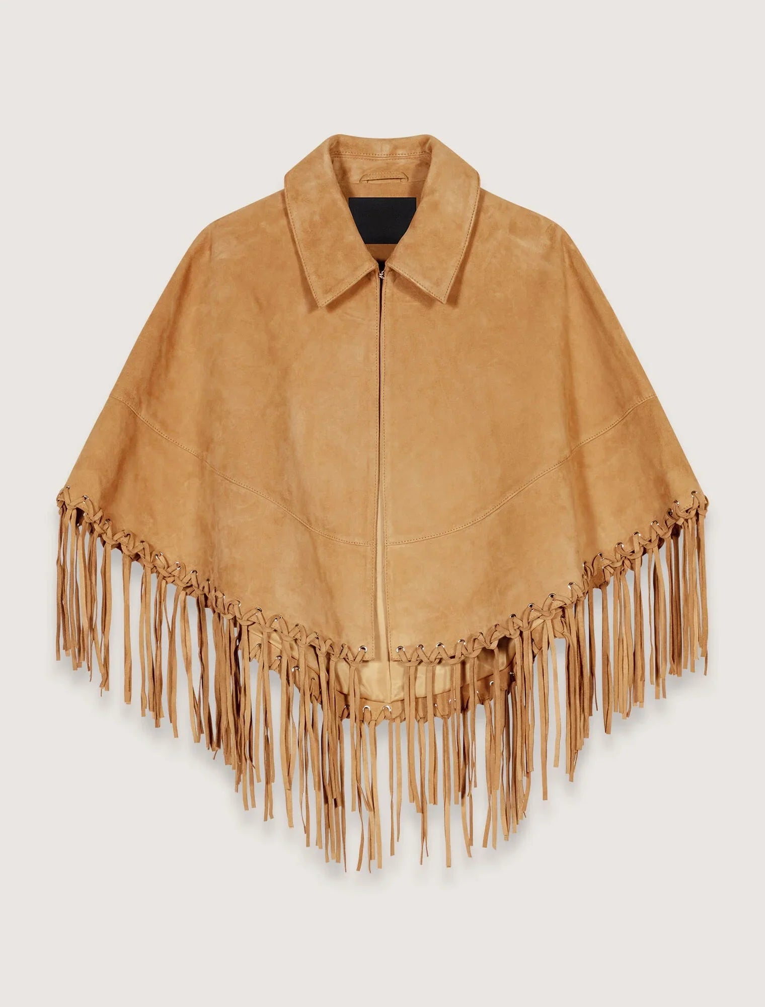 Short Leather Fringed Coat