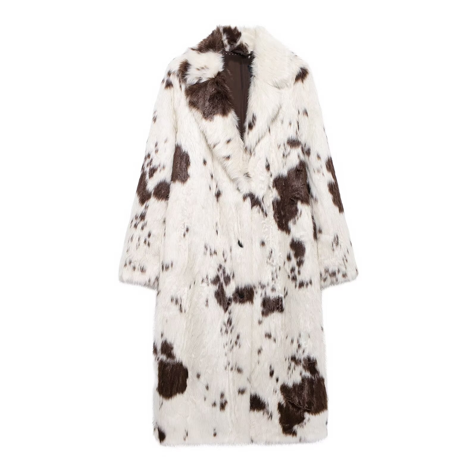 Faux Fur Cow Print Coat