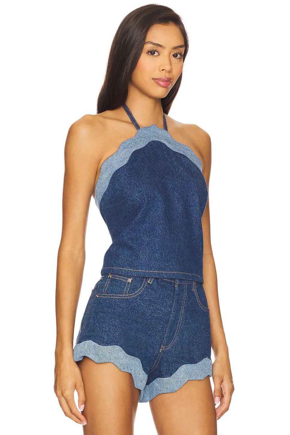 Sierra Scallop Edge Denim Two-Piece Set