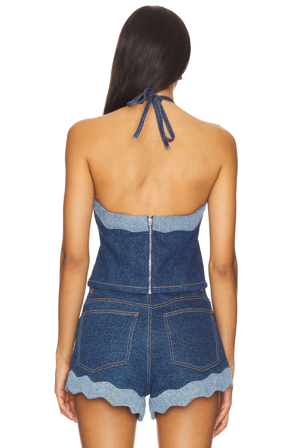 Sierra Scallop Edge Denim Two-Piece Set