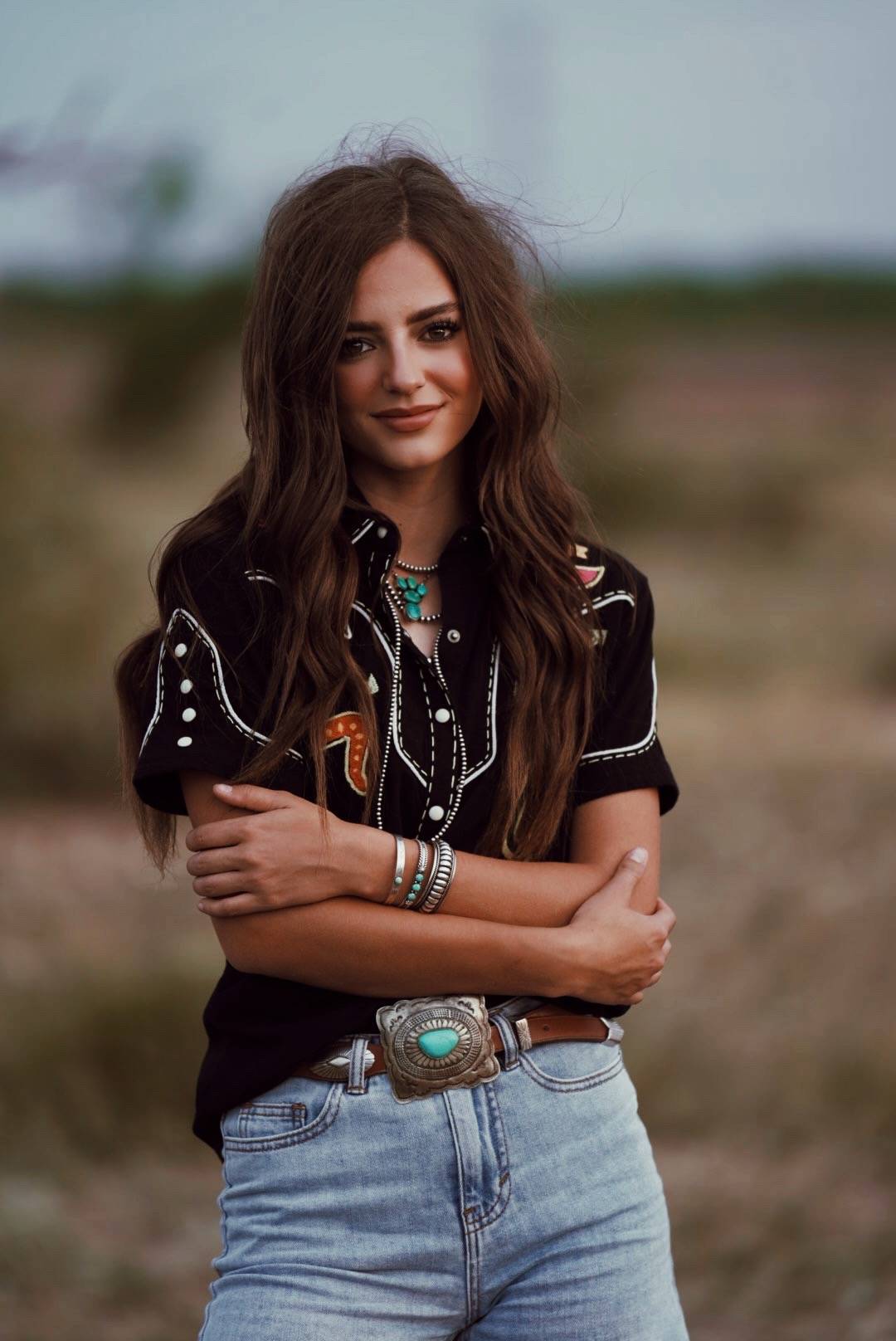 Vintage Western Cactus Printed Blouse