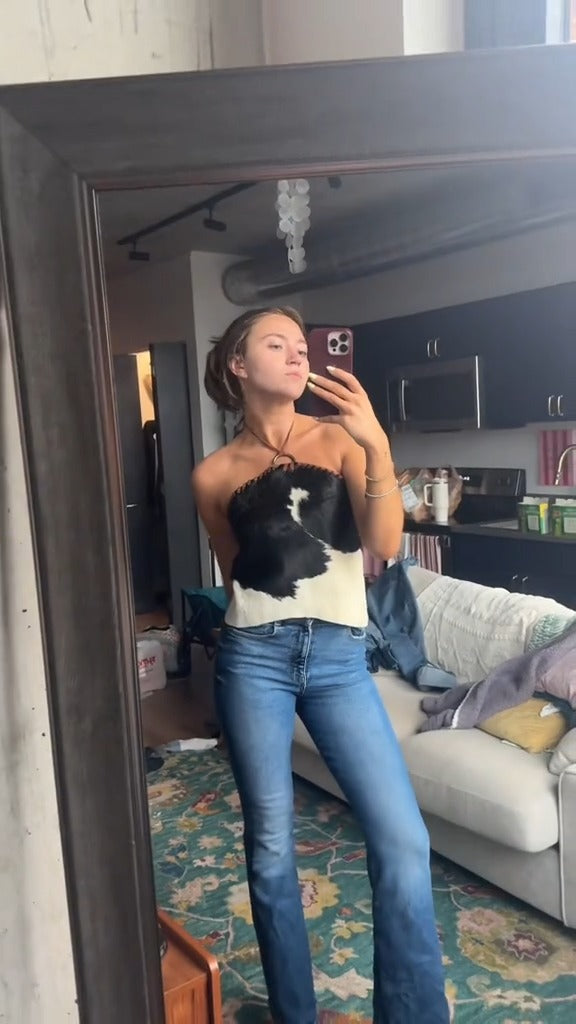 Cow Print Halter Crop Top