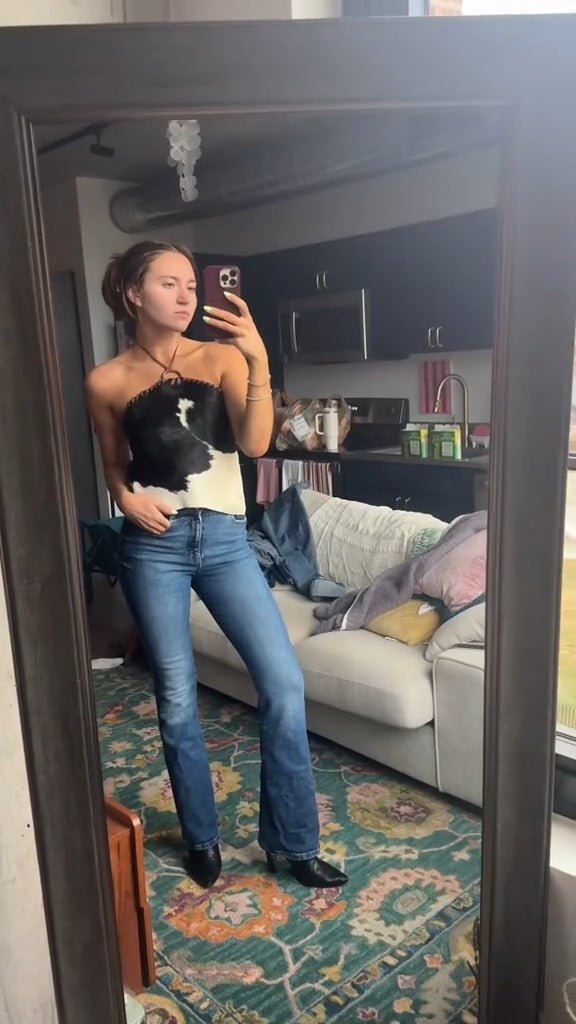 Cow Print Halter Crop Top