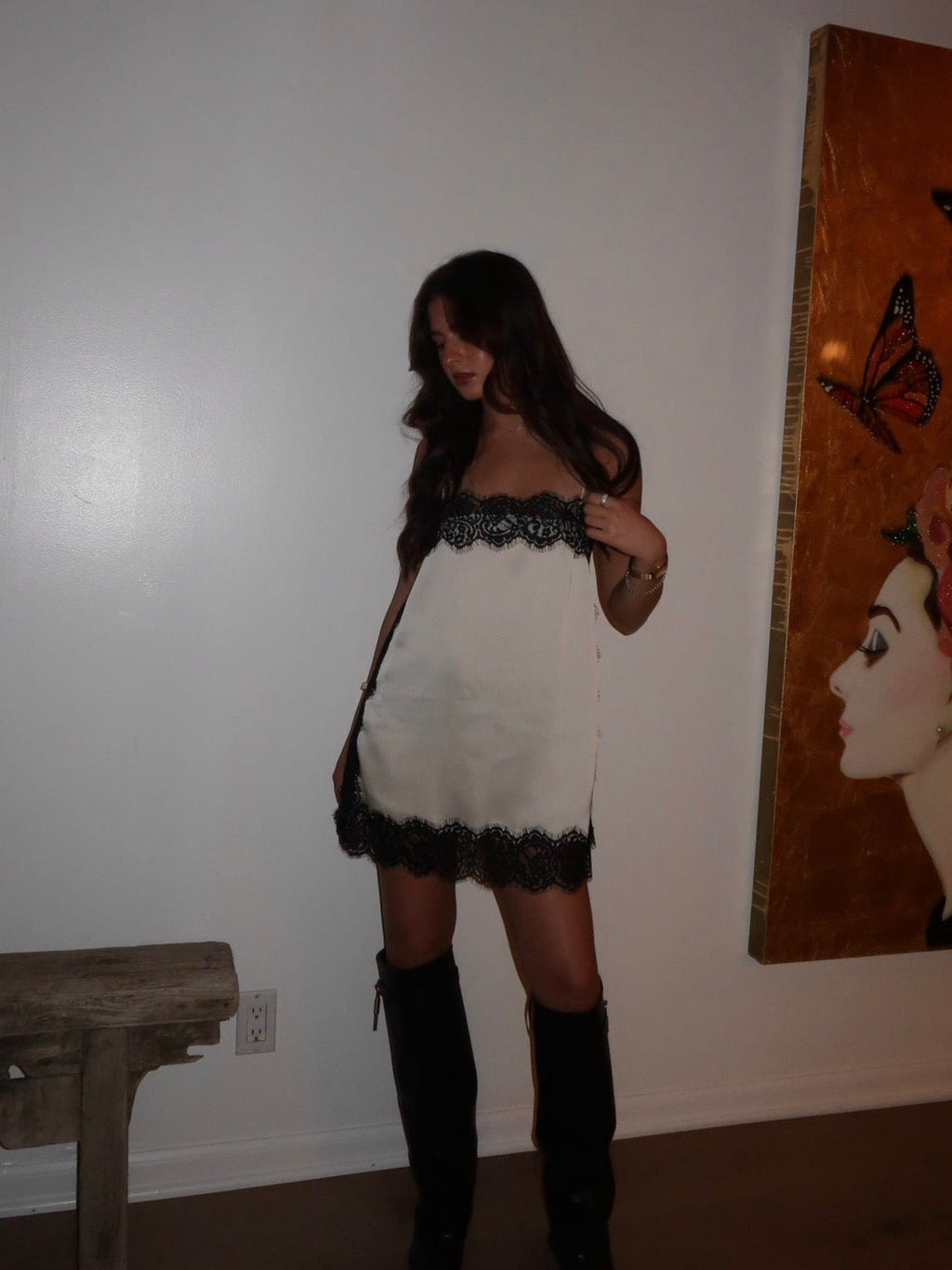 Satin Effect Lace Top