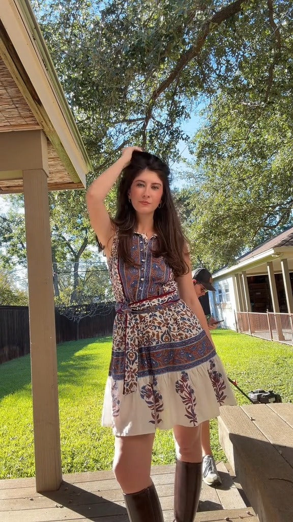 Bohemian Paisley Sleeveless Shirt Dress