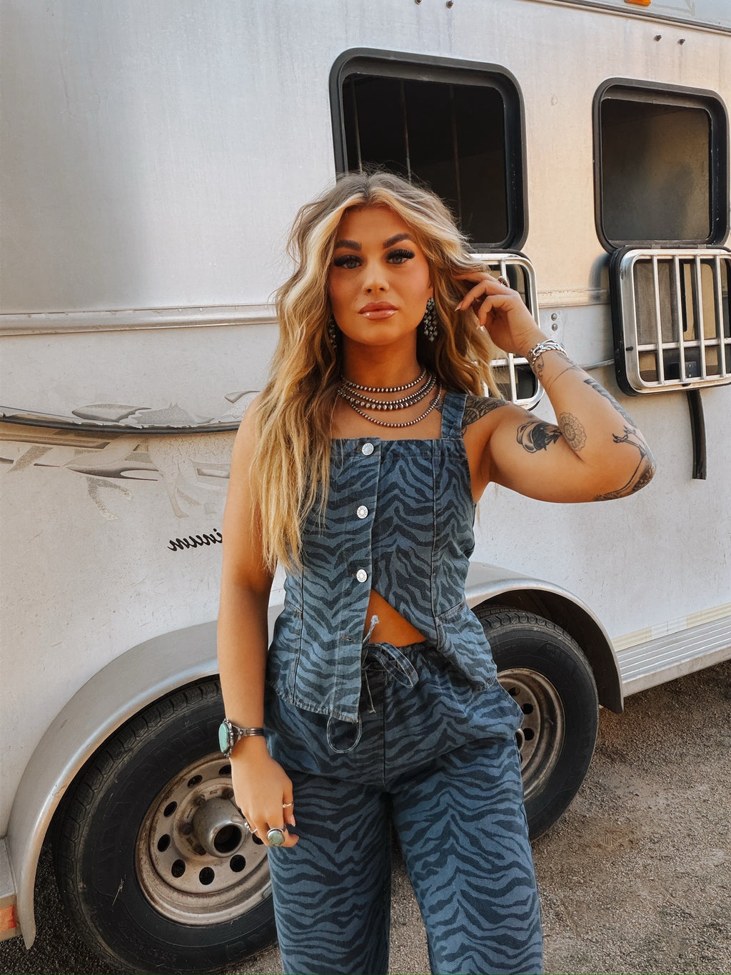 Zebra Stripe Denim Co ord Set