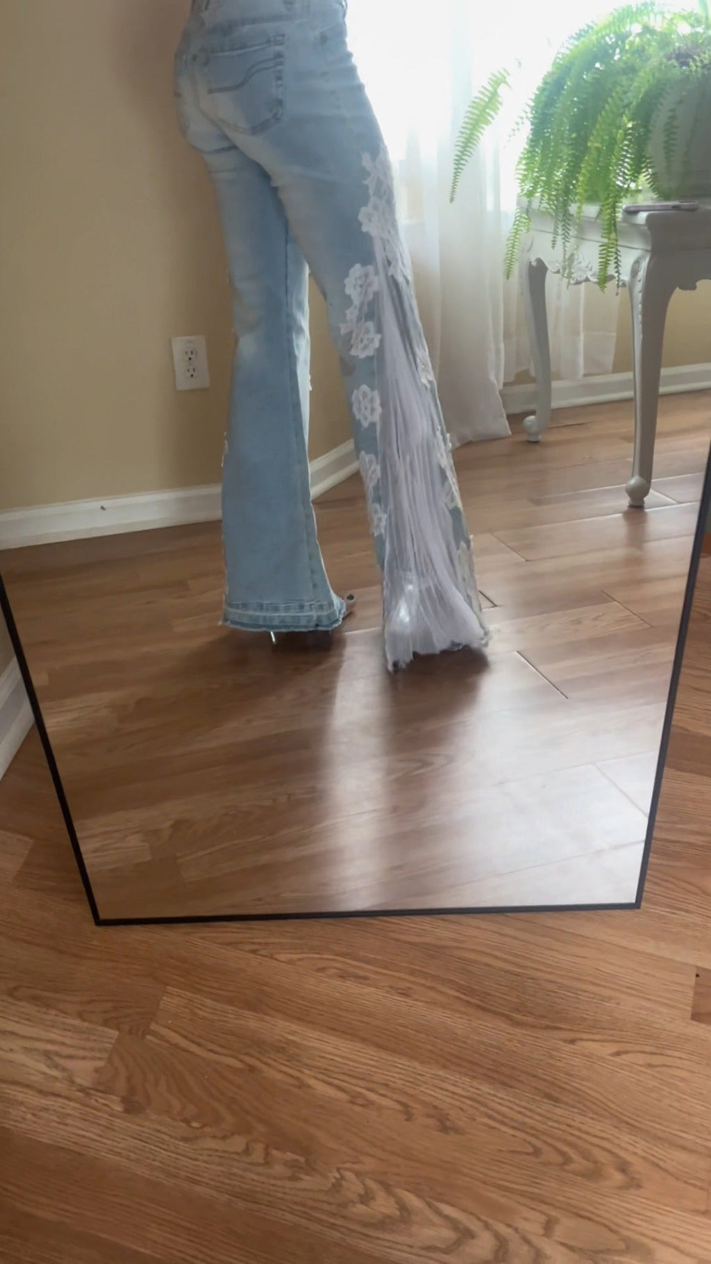 Chiffon Flared Jeans