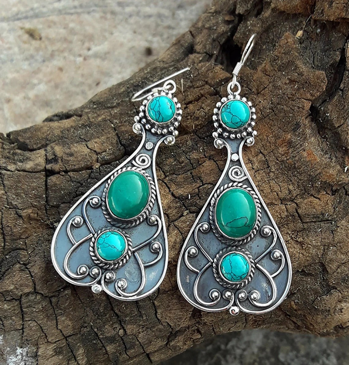 Vintage Green Turquoise Earrings
