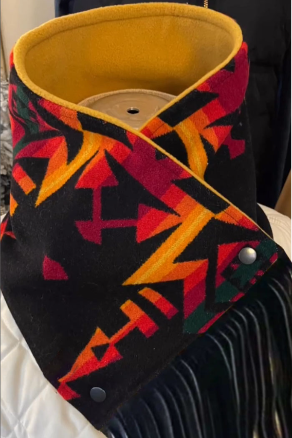 Western Fringed Scarf - Aztec Pattern