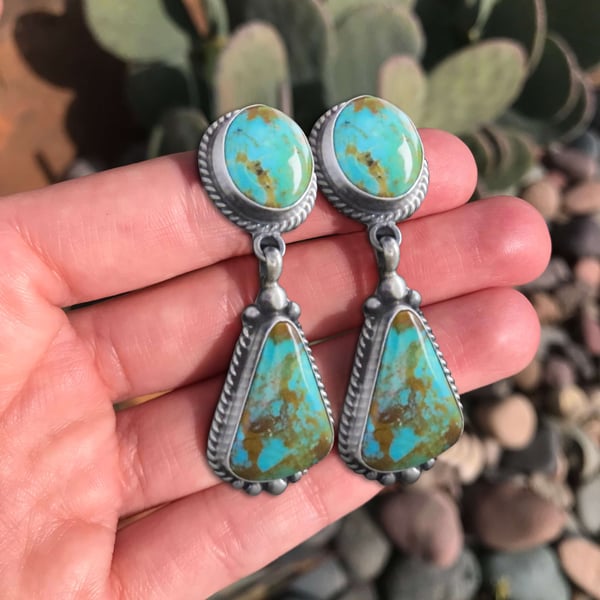 Vintage Geometric Turquoise Earrings