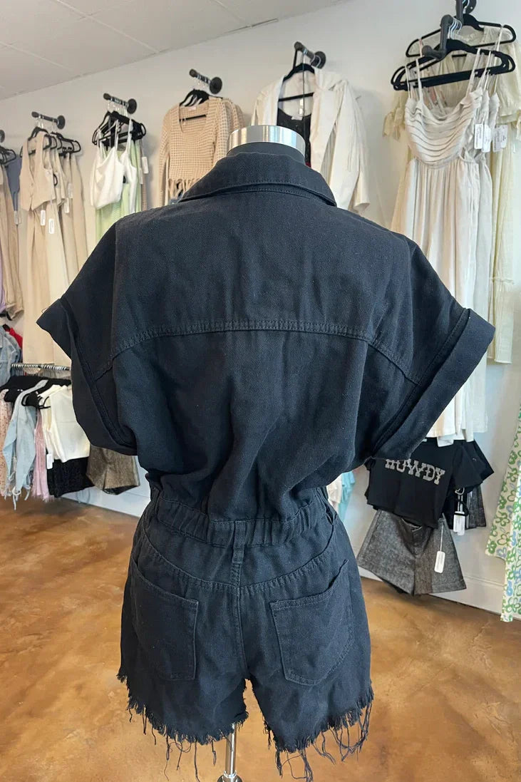 Black Denim Romper