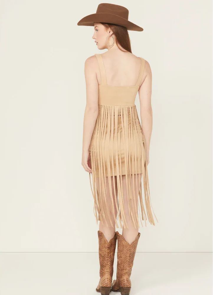 Concho Trim Faux Suede Mini Dress