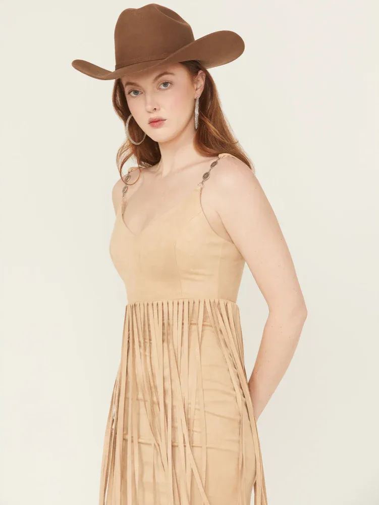 Concho Trim Faux Suede Mini Dress
