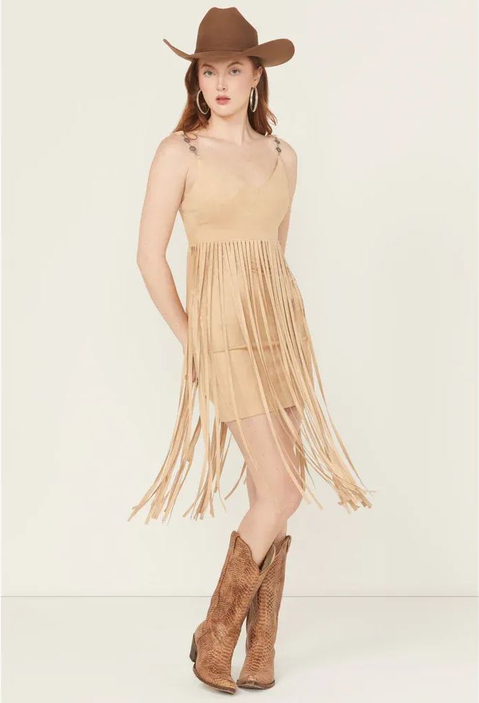 Concho Trim Faux Suede Mini Dress