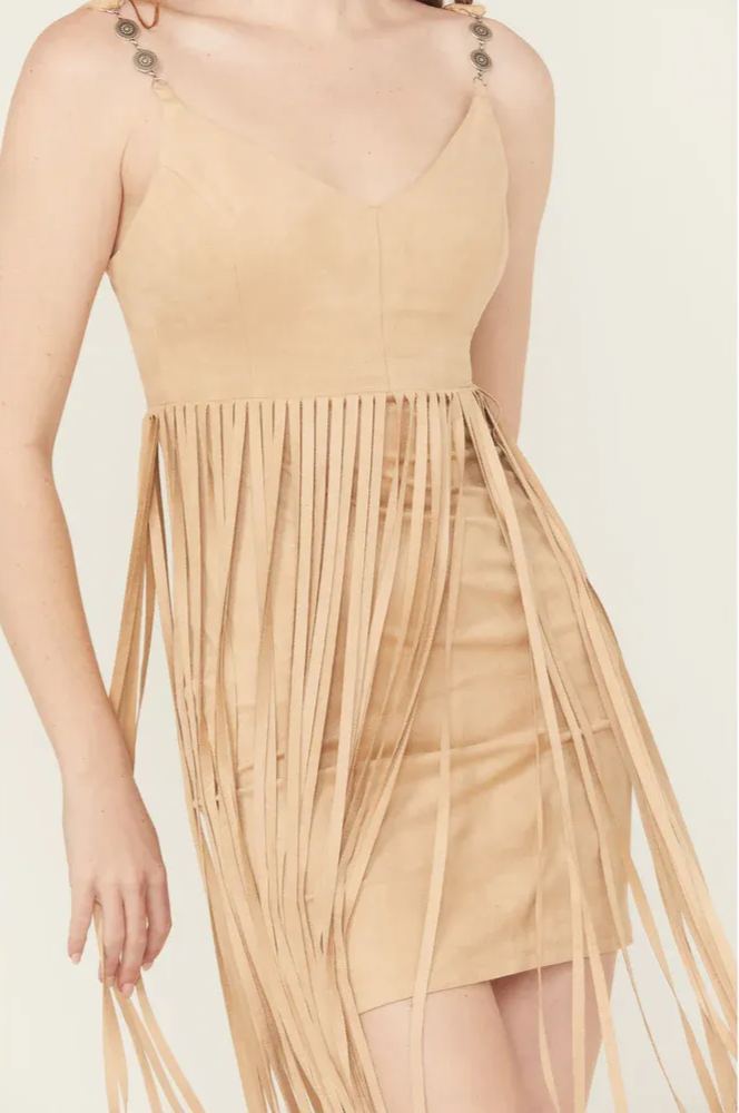 Concho Trim Faux Suede Mini Dress