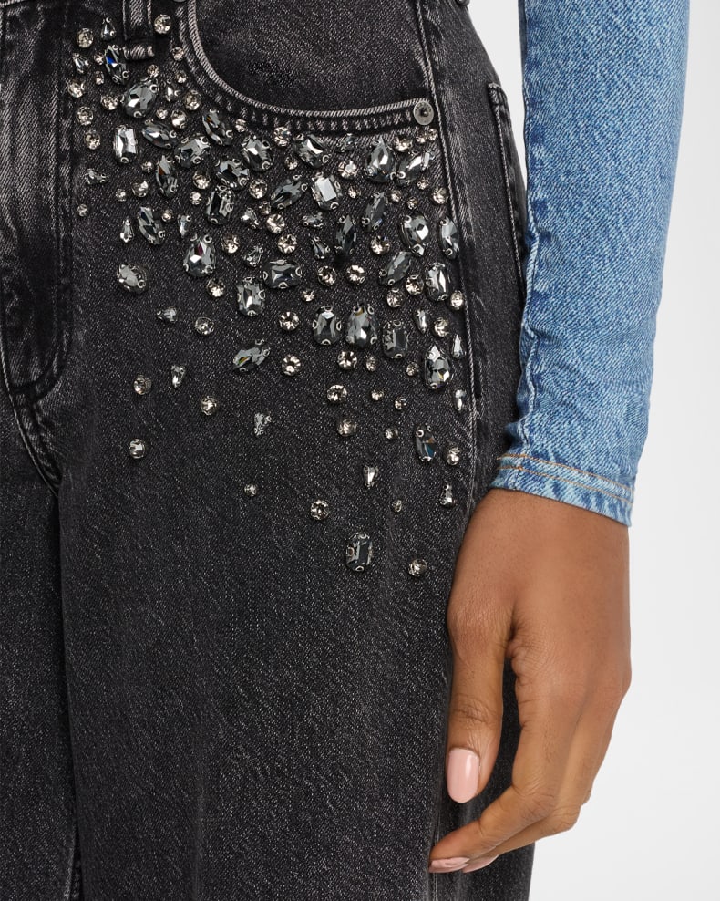 High-Rise Wide Embellished Jeans