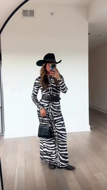 Animal Print Fitted Maxi Dress